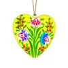 Hand painted yellow Christmas decoration decor ornament wooden hearts