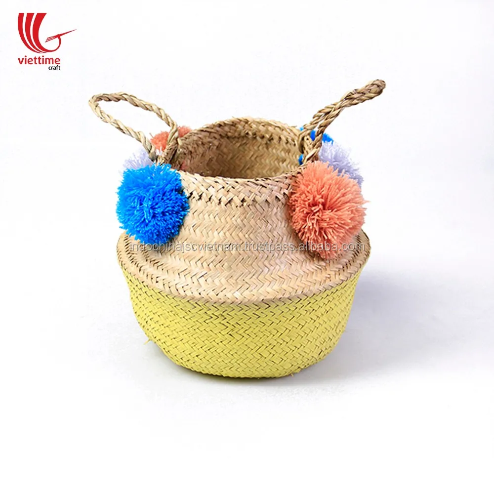 paint bottom seagrass belly basket/foldable style basket