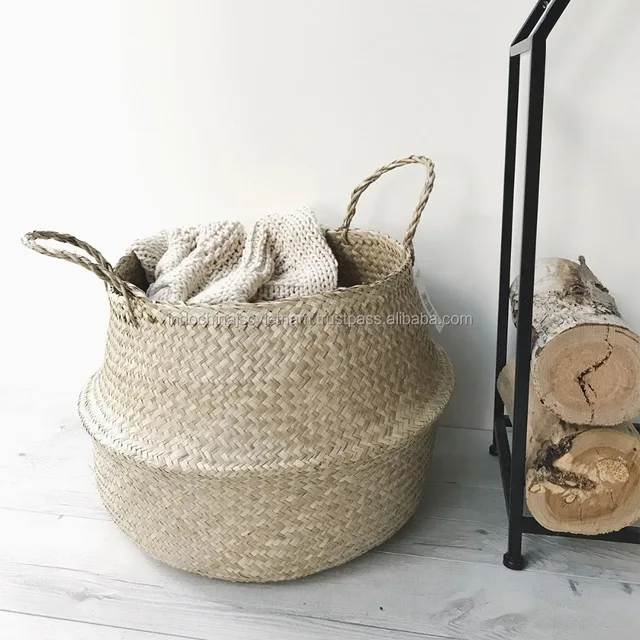 seagrass belly storage basket/ foldable laundry basket wholesale