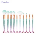 Mermaid makeup brush hot sell 10 Pcs Makeup Brush Set
