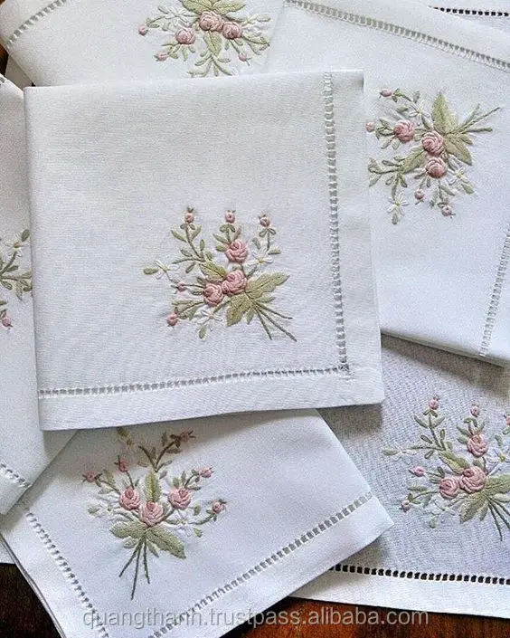 Hand embroidery napkins hemstitch napkins
