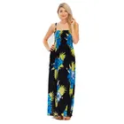 New Fashion boho long woman dress flower printed spaghetti strap beach dress 2019