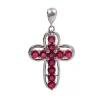 Holly Cross 925 Sterling Silver Pendant With Round Shaped Glass Filling Ruby Gemstone, TGW 5.54 Gm