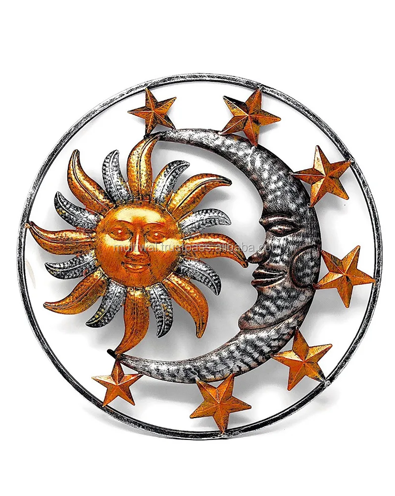 Lunettes de Soleil en métal Étoile de Lune Sculpture D'art de Mur Décor pour Intérieur Extérieur