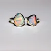 Sterling Silver dual gemstone adjustable Rough Opal Ring - Rough ethiopian Opal