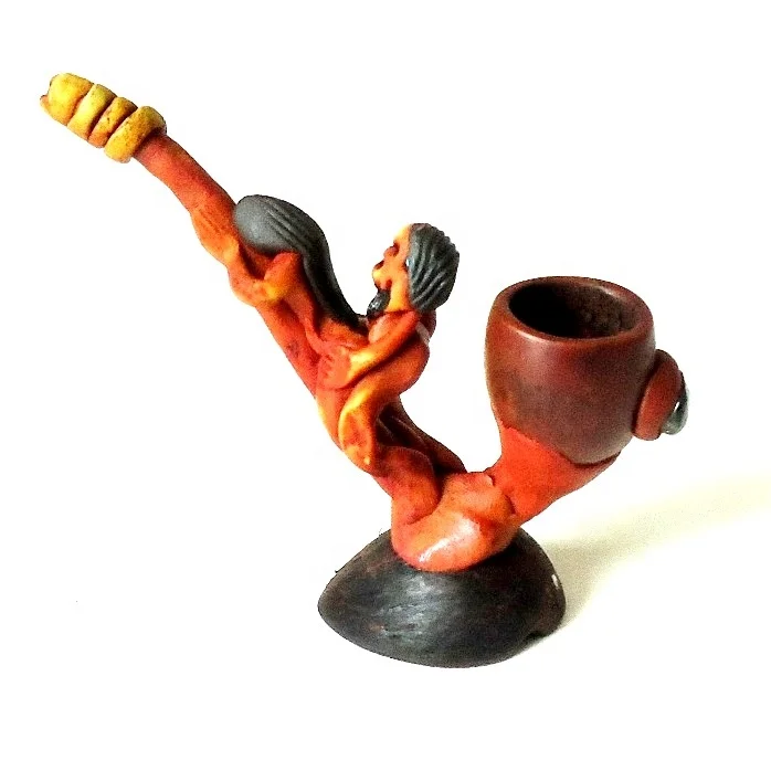 Mini figurine Peru epoxy clay pipes, Handcrafted Erotic couple shaped smoking pipe