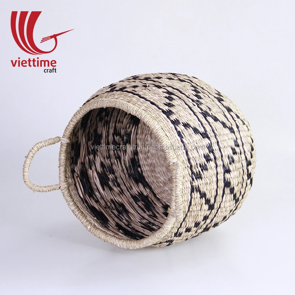woven decor holder seagrass storage basket with handles made in