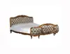 French Bed Louis Elegance carved wood upholstered headboard