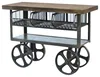 Iron Industrial Wheel Table 3 Drawers