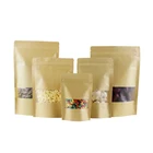 Clear Window Snack Food Package Brown Kraft Paper Ziplock Packets/