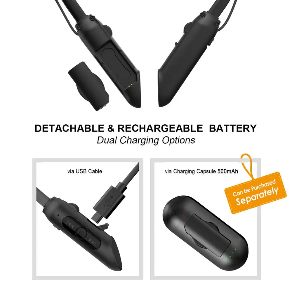Professional Retractable Magnetic Headset Bluetooth Neckband Headphones Noise Cancelling Wireless Running Earphones With Mic - ANKUX.COM