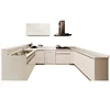 Environmentally friendly white powder coating lacquer kitchen cabinet with island design