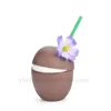 wholesale pp food grade plastic party Coconut shell shaped tiki drinking mug with straw