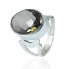 Diamond cut shape smoky quartz gemstone ring jewelry 925 sterling silver rings manufacturer