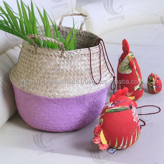 unique designed handmade belly seagrass storage basket wholesale