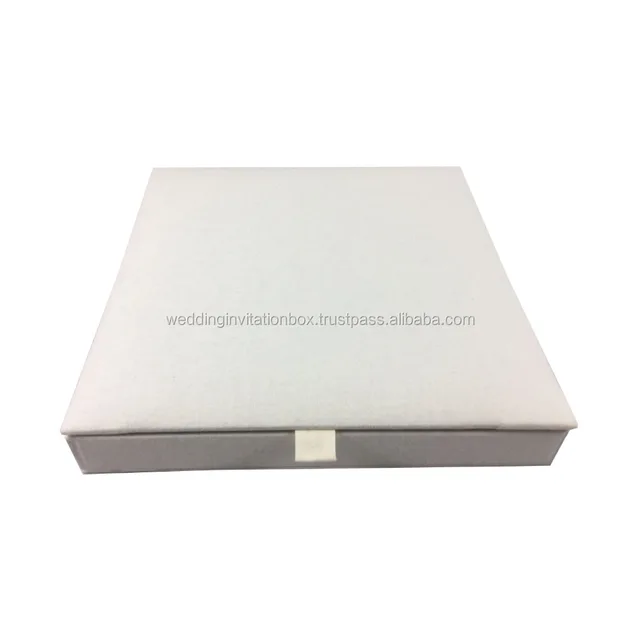 linen covered cardboard hinged lid wedding boxes for invitations