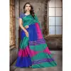 Wedding Wear New Indian Designer Traditional Cotton Printed Green Color And Partywear Saree