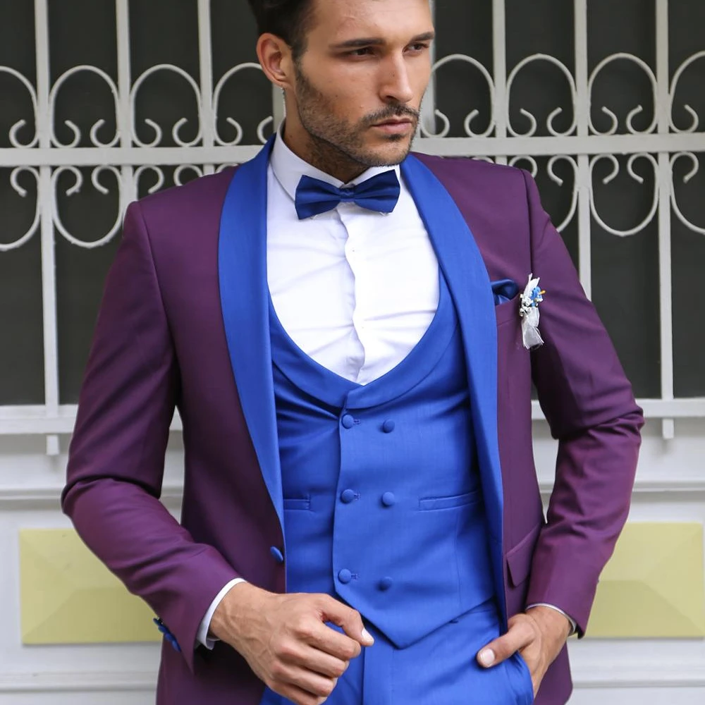 purple wedding suits for groom