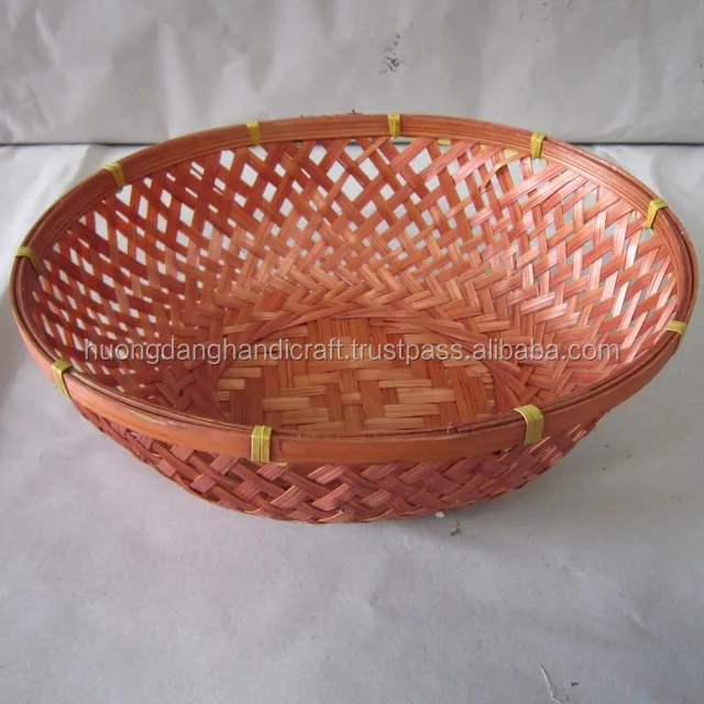 orange outside painted retangular bamboo basket