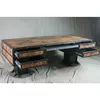 Industrial & vintage iron metal rusty grey black heavy base & Old reclaimed wood 4 drawer Office Writing Table