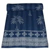 Palm Tree Print Indigo King Size Kantha Quilt Indian Handmade Cotton Bedspread Bedding