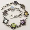 925 Pure Silver MULTISTONES CLAW Setting ETHNIC ADJUSTABLE Expandable Bracelet 7 3/4" !! Gemstone Jewelry !! Factory Direct