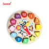Wooden Clock Shape Puzzle with Numbers Blocks kids educational toy