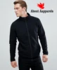 Wholesale warm plain long sleeve zip up polar fleece mens jacket,New Stylish Plain Black Fleece Track Jacket