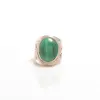 925 sterling silver oxidized ring studded with natural malachite cabochon filigree hand cut ring in bezel setting