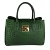 Women Handbag with Shoulder Strap, Genuine Leather Made in Italy FG Ugo Green
