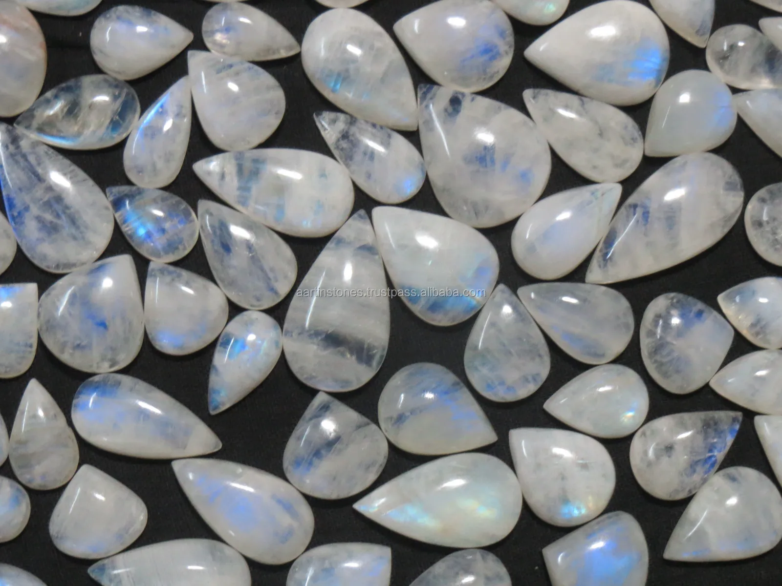 超级便宜蓝火彩虹 moon石 moonstone 混合尺寸宝石凸圆形批发 10毫米