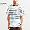 MGOO Men Regular Fit Contrast Ribbed Collar Custom Striped Tee With Embroidery Logo