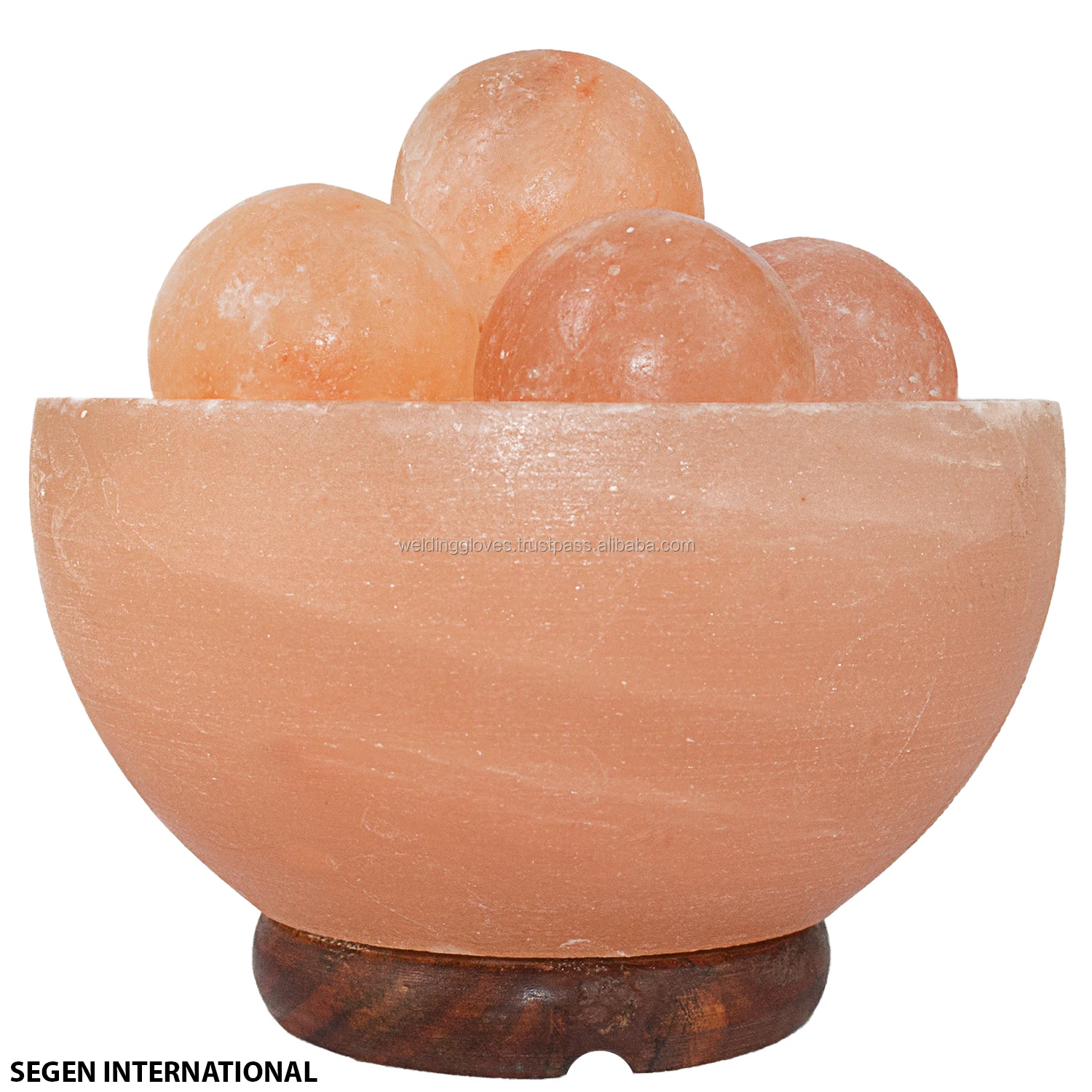 natural himalayan salt lamp fire bowl with yoga message ball