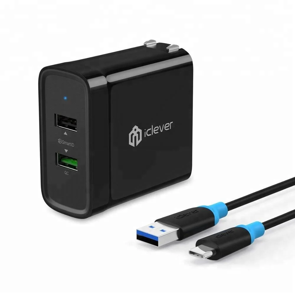 iClever 30W Dual USB Wall Charger with 4ft USB C to USB A Charger Cable for Samsung Galaxy S8/S7/S7 Edge, iPhone X/8/7,, Black
iClever 30W Dual USB Wall Charger with 4ft USB C to USB A Charger Cable for Samsung Galaxy S8/S7/S7 Edge, iPhone X/8/7,, Black