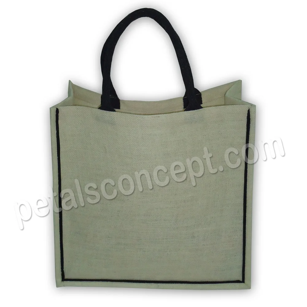 fashionable padded rope handle jute tote bag