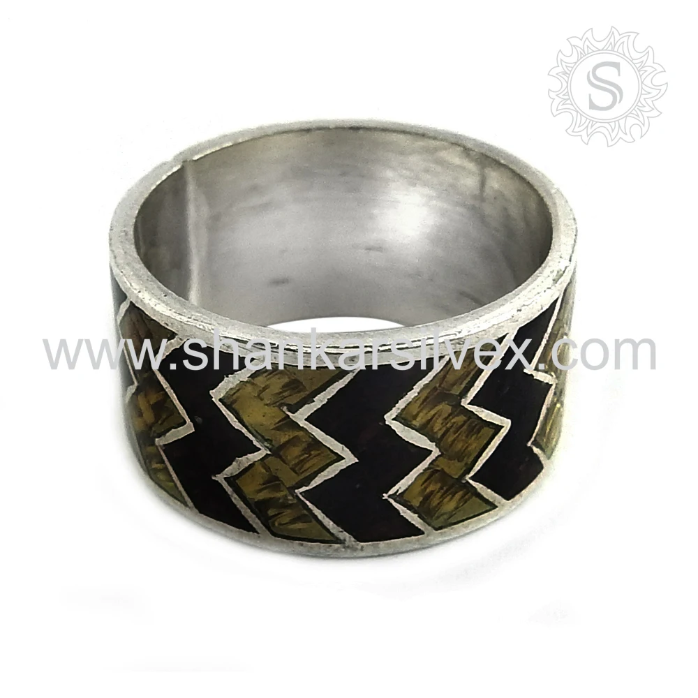 indian enamel ring silver jewelry handmade 925 sterling silver