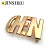 custom gold plated cut out letter belt buckle