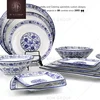 Ceramic fashioned casual blue flower cake plate / chinese style printed round bone china dessert plate set
