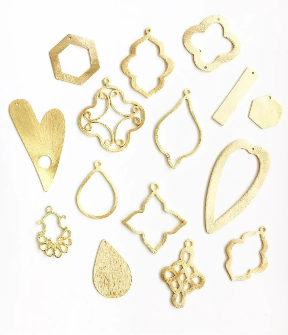 gold plated jewelry charms and findings - brushed