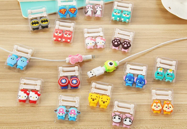 custom cartoon cable charging data cables protector rubber saver protector for mobile with usb cable data charger - ANKUX.COM