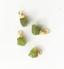 Rough Natural Peridot Gold Electroplated Cap Gemstone Pendant - Semi Precious Gemstone Pendant Charm