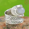 Snake leaf look 925 sterling silver rainbow moonstone gemstone ring wholesale silver jewelry exporter supplier