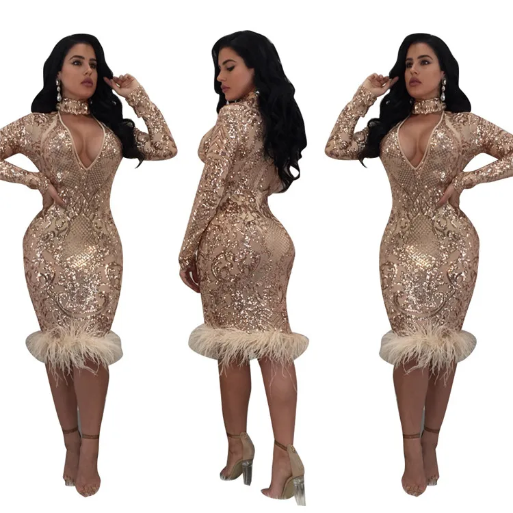 Sexy V neck long sleeve sequined fur panel mesh hollow out bodycon dress, White/red/black/gold/blue
Sexy V neck long sleeve sequined fur panel mesh hollow out bodycon dress, White/red/black/gold/blue