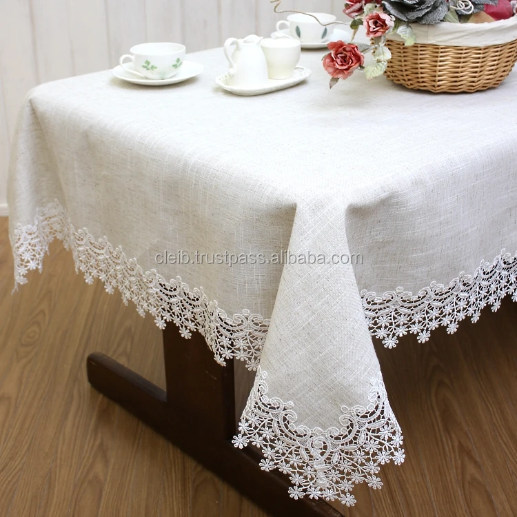 Fabrics with hemp, natural taste, tablecloth with luxurious lace.It is recommended because the price is very cheap.