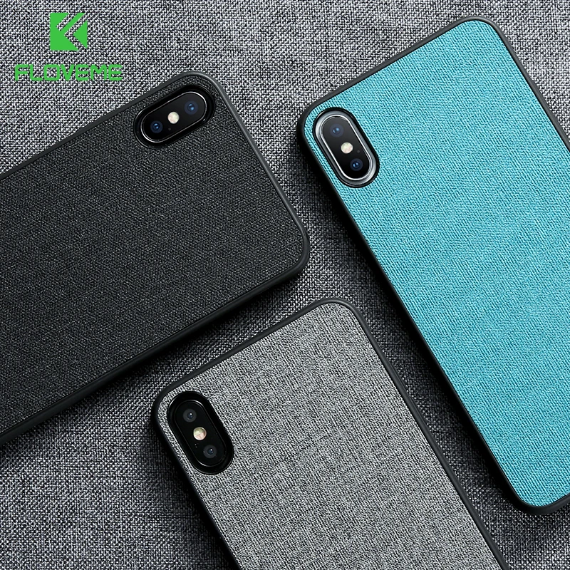 

FLOVEME Free Shipping Cloth Texture Soft TPU Mobile Phone Case For iPhone X XS XS MAX XR Back Cover, Blue/black/gray