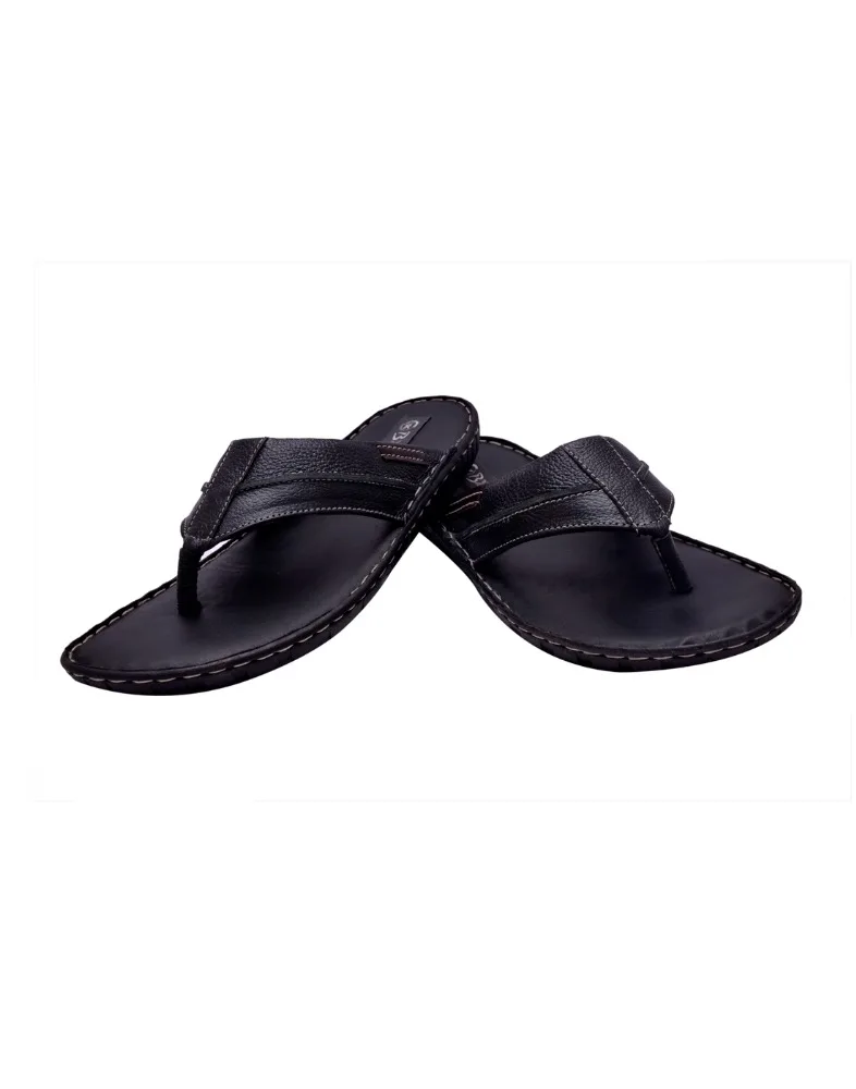 MEN'S BLACK, BROWN LEATHER SLIPPER ON AIRMIX SOLE