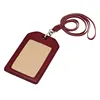 fashion leather lanyard id card badge holder