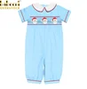 Nice boy smocked clothing for baby on Christmas with hand smocked long bubble