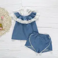 Denim Blue Baby Clothes Sets Lace collar Shirt And Pom Pom Shorts Girl Clothing M90631
Denim Blue Baby Clothes Sets Lace collar Shirt And Pom Pom Shorts Girl Clothing M90631