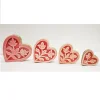 Pink hand carved Wooden Heart for Home and party Decoration